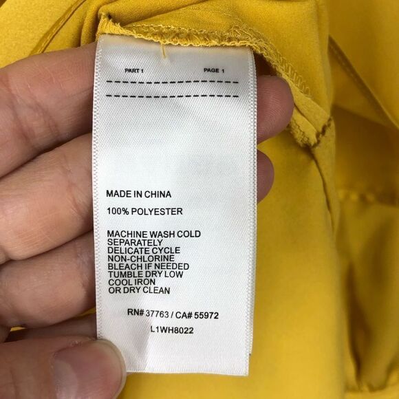Laundry by SHELLI SEGAL Deep Yellow Flowy Boho Blouse Sz M - Picture 4 of 5
